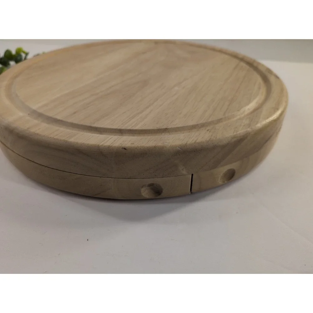 WOODEN🧀Sourdough Cheese Sausage Cutting Board‎ Sliding Legacy Knives Portable
